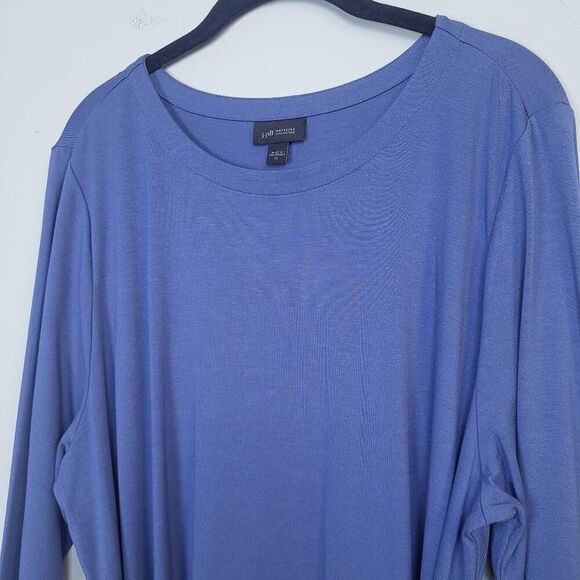 J Jill Wearever Womens Long Sleeve Dress XL Blue Belted Knee Length Career Work - Picture 3 of 8